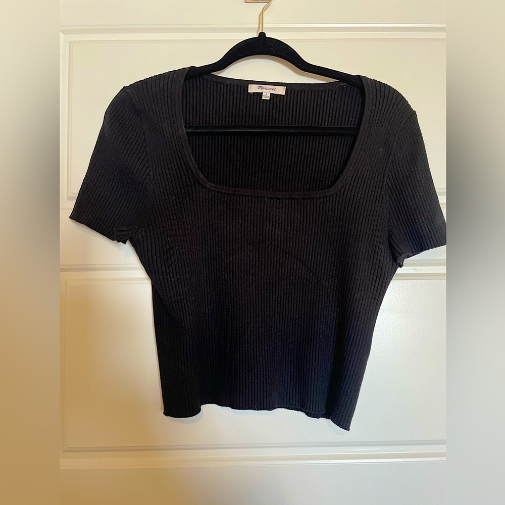Madewell Short-Sleeve Ribbed Top - Size L